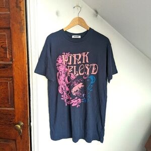DAYDREAMER Navy Pink Floyd Graphic Band Short Sleeve Tee Dress NEW Size S